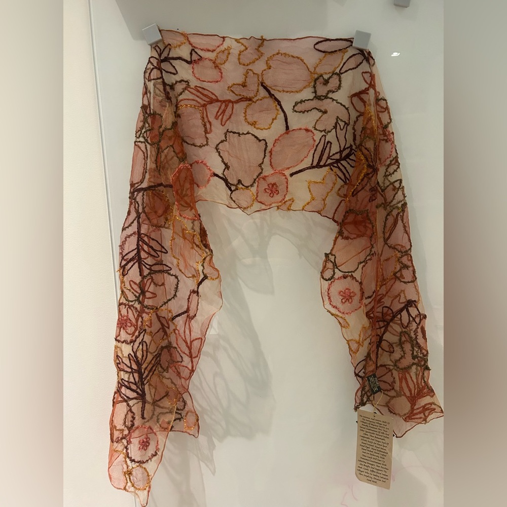 Niquea.D natural silk scarf earthly/neutral colors with floral print